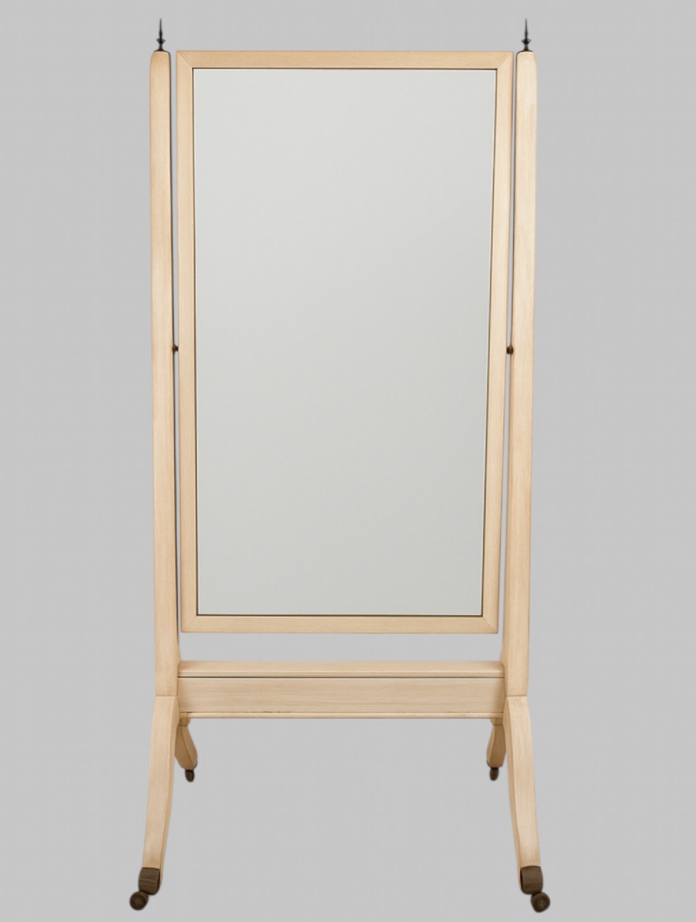 An Attractive Bleached Mahogany 19thc Cheval Mirror