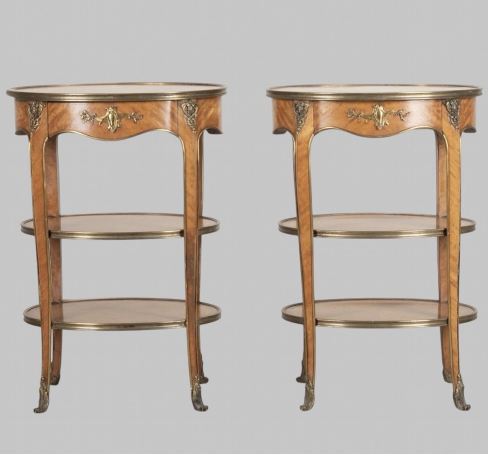 An Attractive Pair of 19thc Satinwood Bedside or Side Tables