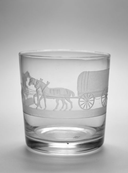 TUMBLER ENGRAVED COVERED WAGON TEAM OF FOUR HORSES C1820 - ADDITIONAL PHOTO 1