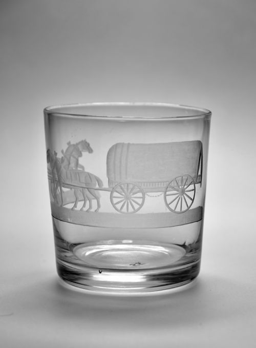 TUMBLER ENGRAVED COVERED WAGON TEAM OF FOUR HORSES C1820 - ADDITIONAL PHOTO 3