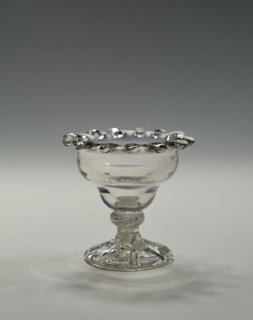 SMALL OPAQUE TWIST SWEETMEAT GLASS WITH 'DOGS TOOTH' BORDER ENGLISH C1765 - ADDITIONAL PHOTO 1