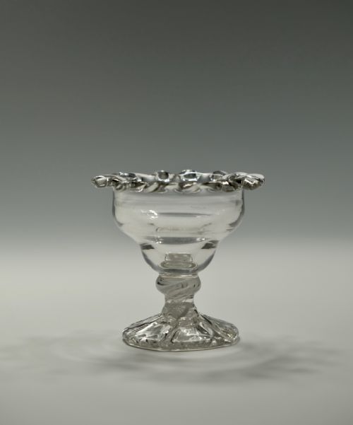 SMALL OPAQUE TWIST SWEETMEAT GLASS WITH 'DOGS TOOTH' BORDER ENGLISH C1765 - ADDITIONAL PHOTO 2