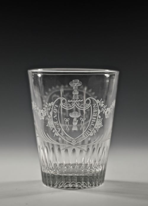 LARGE ENGRAVED HERALDIC TUMBLER ENGLISH C1790 - ADDITIONAL PHOTO 1