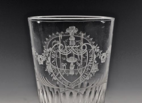 LARGE ENGRAVED HERALDIC TUMBLER ENGLISH C1790 - ADDITIONAL PHOTO 5