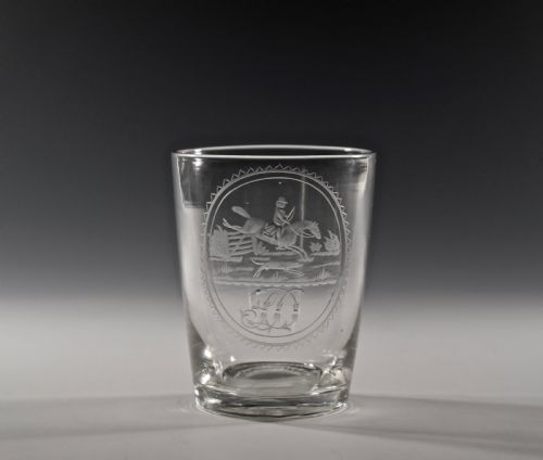 fox hunting tumbler c181020 - CATEGORY: ANTIQUE GLASS - DATED GEORGIAN