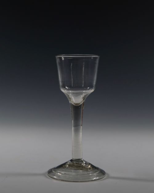 plain stem wine glass with folded foot english c1760 - CATEGORY: ANTIQUE GLASS - DATED 18TH CENTURY