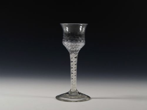 double series opaque twist wine glass english c1765 - CATEGORY: ANTIQUE GLASS - DATED 18TH CENTURY