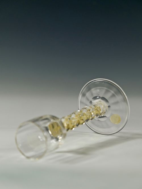 LIQUEUR GLASS THE FACET CUT STEM WITH GOLD FOIL INCLUSIONS C1900 - ADDITIONAL PHOTO 4