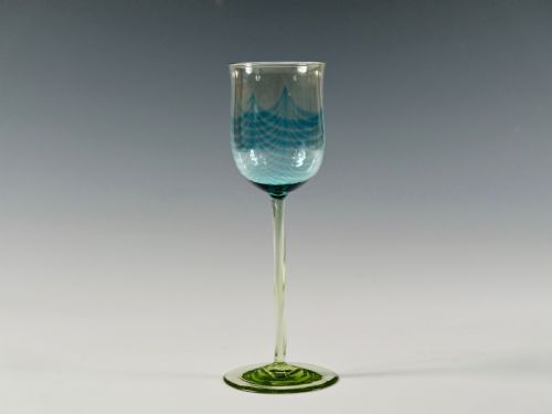 wine glass with melted in pulled up threads c1899 - CATEGORY: ANTIQUE GLASS - DATED 19TH CENTURY