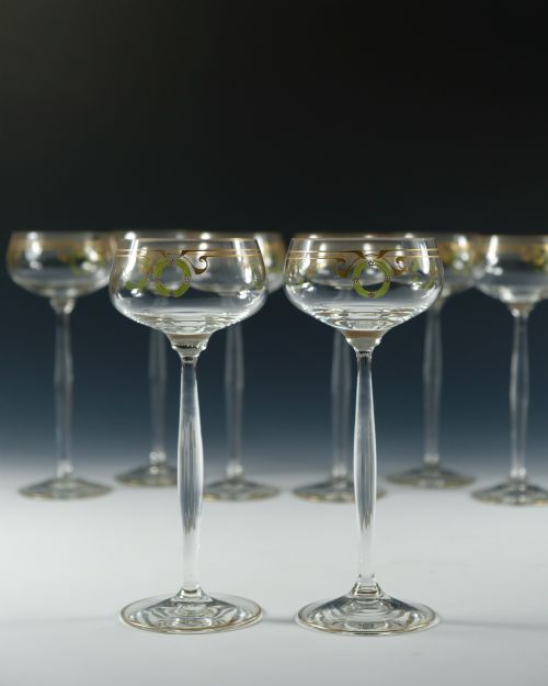 SET OF EIGHT THERESIENTHAL ENAMELLED HOCK GLASSES C1910 - ADDITIONAL PHOTO 1