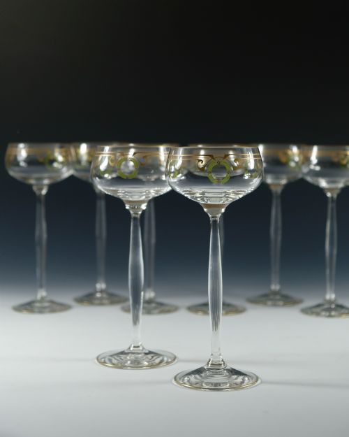 SET OF EIGHT THERESIENTHAL ENAMELLED HOCK GLASSES C1910 - ADDITIONAL PHOTO 2