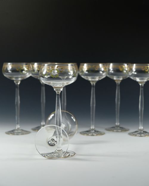 SET OF EIGHT THERESIENTHAL ENAMELLED HOCK GLASSES C1910 - ADDITIONAL PHOTO 3