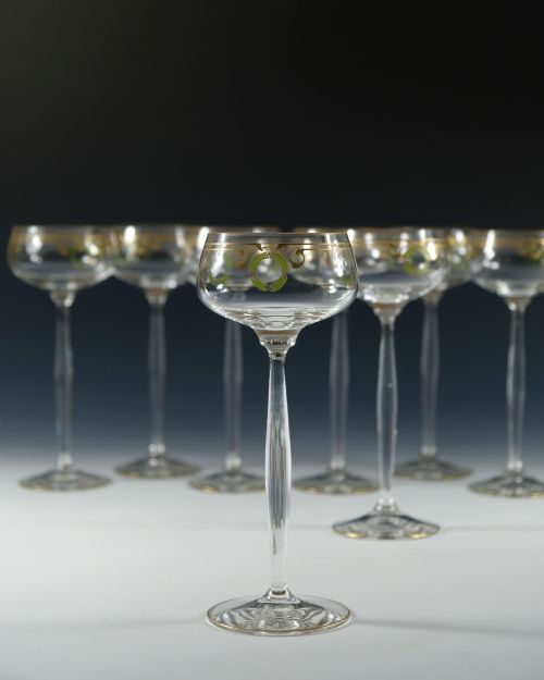 SET OF EIGHT THERESIENTHAL ENAMELLED HOCK GLASSES C1910 - ADDITIONAL PHOTO 4