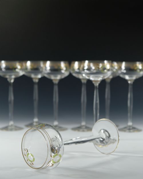 SET OF EIGHT THERESIENTHAL ENAMELLED HOCK GLASSES C1910 - ADDITIONAL PHOTO 5