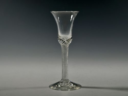 multi spiral air twist wine glass c1755 - CATEGORY: ANTIQUE GLASS - DATED 18TH CENTURY