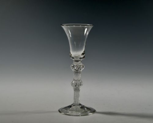 double knopped air twist wine glass c1755 - CATEGORY: ANTIQUE GLASS - DATED 18TH CENTURY