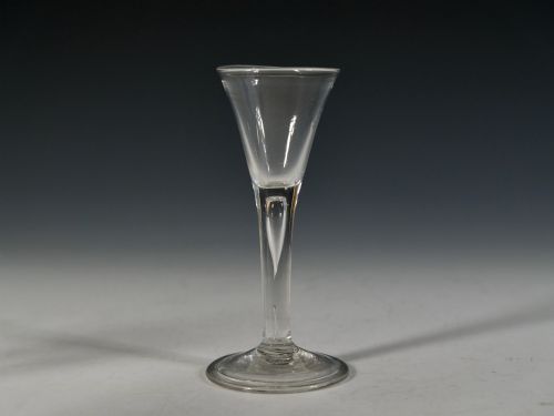 plain stem drawn trumpet wine glass c1750 - CATEGORY: ANTIQUE GLASS - DATED 18TH CENTURY
