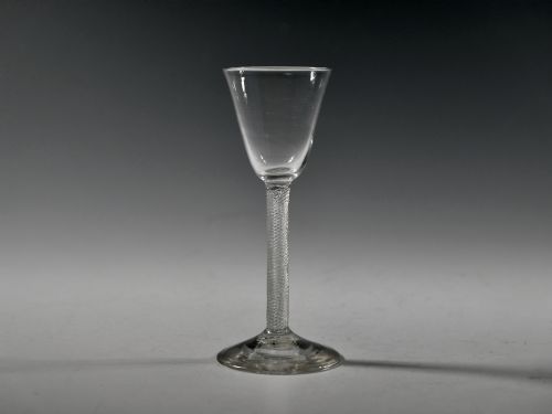 multi spiral air twist wine glass c1755 - CATEGORY: ANTIQUE GLASS - DATED 18TH CENTURY