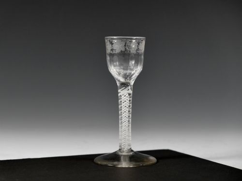 double series opaque twist wine glass c1765 - CATEGORY: ANTIQUE GLASS - DATED 18TH CENTURY