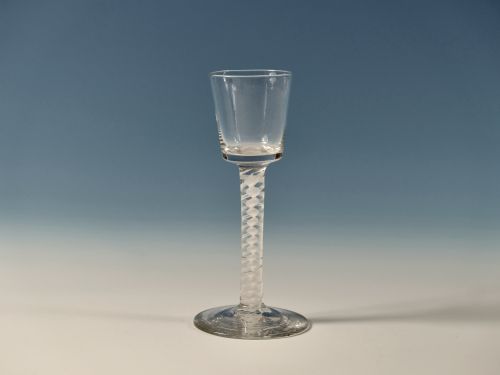 opaque twist bucket bowl wine glass c1765 - CATEGORY: ANTIQUE GLASS - DATED 18TH CENTURY