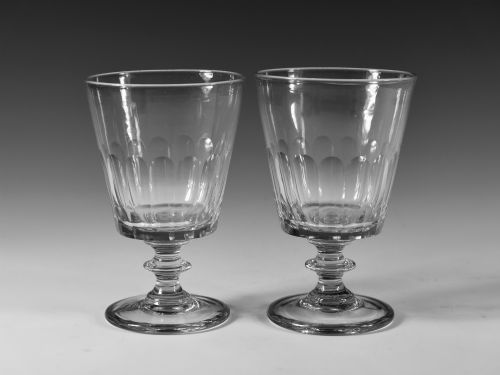 pair of bucket bowl rummer english c1830 - CATEGORY: ANTIQUE GLASS - DATED 19TH CENTURY
