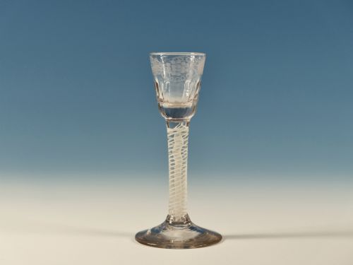 double series opaque twist cordial glass english c1765 - CATEGORY: ANTIQUE GLASS - DATED 18TH CENTURY