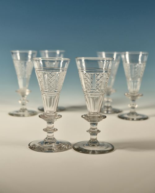 FINE SET OF 6 WINE FLUTES ENGLISH C1810 - ADDITIONAL PHOTO 1