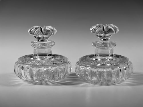fine pair of cut glass scent bottles english c1860 - CATEGORY: ANTIQUE GLASS - DATED 19TH CENTURY