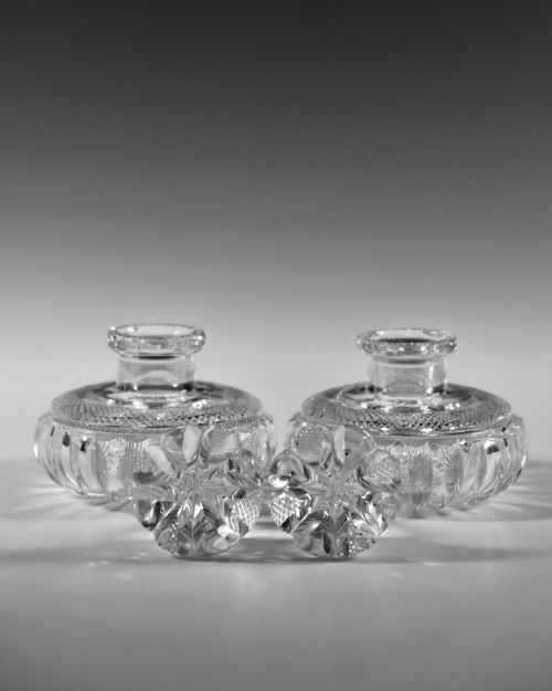 FINE PAIR OF CUT GLASS SCENT BOTTLES ENGLISH C1860 - ADDITIONAL PHOTO 4