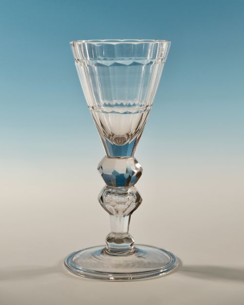 FACET CUT WINE GLASS GERMAN C1770 - ADDITIONAL PHOTO 1