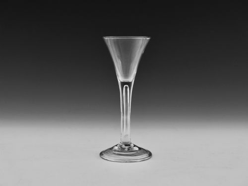 plain stem drawn trumpet wine glass c1760 - CATEGORY: ANTIQUE GLASS - DATED 18TH CENTURY