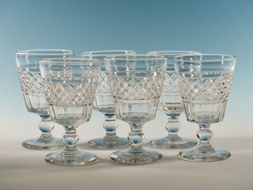 set of six cut rummers english c1820 - CATEGORY: ANTIQUE GLASS - DATED GEORGIAN