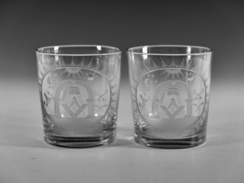 pair of masonic tumblers english c1820 - CATEGORY: ANTIQUE GLASS - DATED GEORGIAN