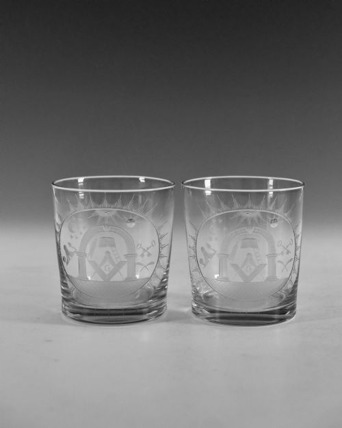 PAIR OF MASONIC TUMBLERS ENGLISH C1820 - ADDITIONAL PHOTO 1