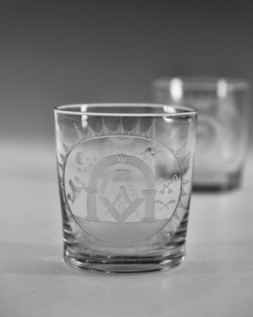 PAIR OF MASONIC TUMBLERS ENGLISH C1820 - ADDITIONAL PHOTO 2