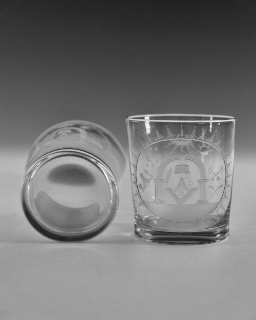 PAIR OF MASONIC TUMBLERS ENGLISH C1820 - ADDITIONAL PHOTO 3