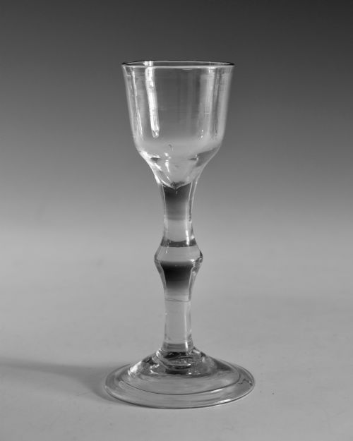 ANTIQUE WINE GLASS BALUSTROID ENGLISH C1750 - ADDITIONAL PHOTO 1