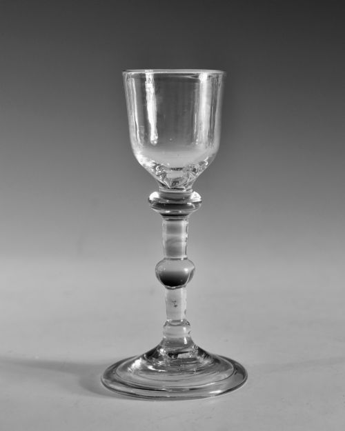 ANTIQUE WINE GLASS BALUSTROID ENGLISH C1750 - ADDITIONAL PHOTO 1