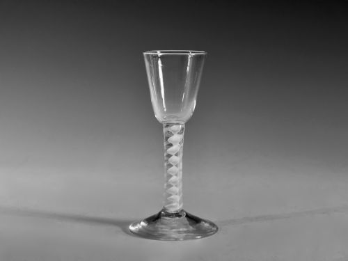 antique wine glass opaque twist english c1765 - CATEGORY: ANTIQUE GLASS - DATED 18TH CENTURY