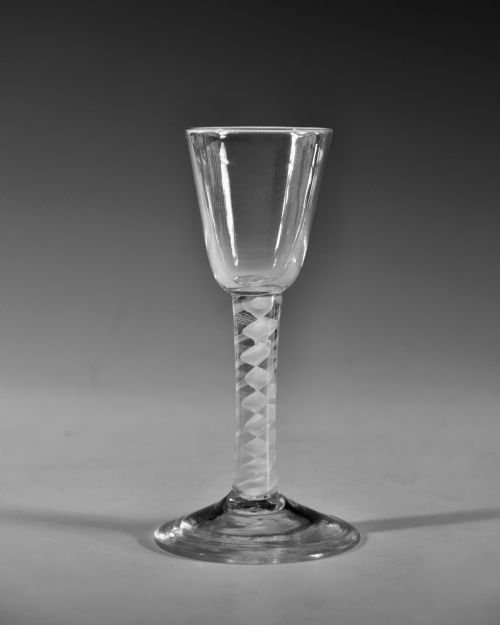 ANTIQUE WINE GLASS OPAQUE TWIST ENGLISH C1765 - ADDITIONAL PHOTO 1