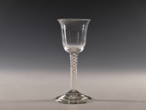antique wine glass opaque twist c1765 - CATEGORY: ANTIQUE GLASS - DATED 18TH CENTURY