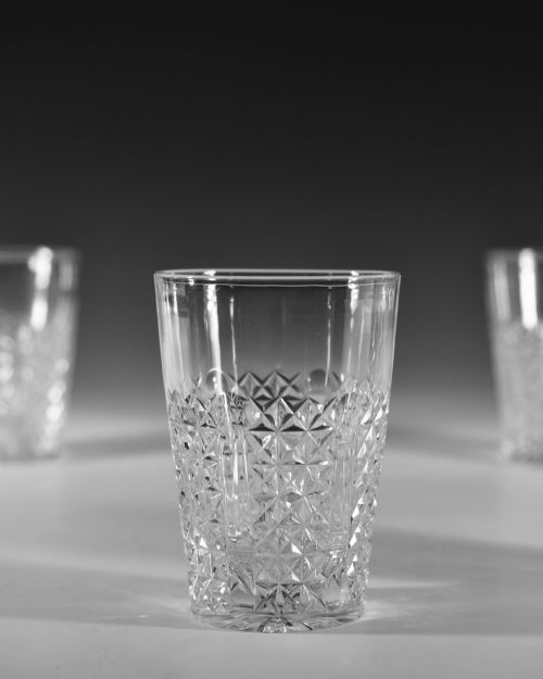 ANTIQUE CUT GLASS TUMBLERS SET OF FIVE ENGLISH C1890 - ADDITIONAL PHOTO 4
