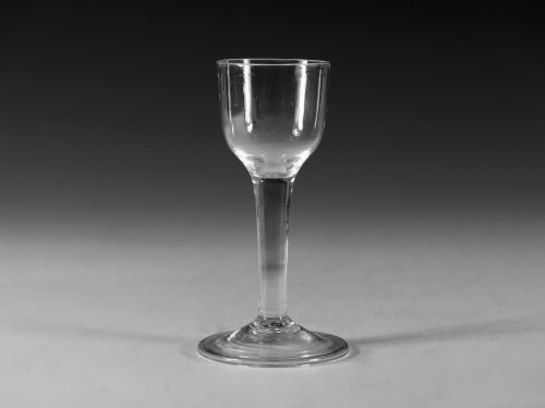 antique wine glass plain stem english c1760 - CATEGORY: ANTIQUE GLASS - DATED 18TH CENTURY