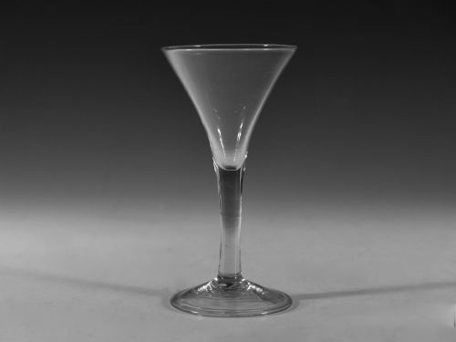 antique wine glass plain stem english c1760 - CATEGORY: ANTIQUE GLASS - DATED 18TH CENTURY