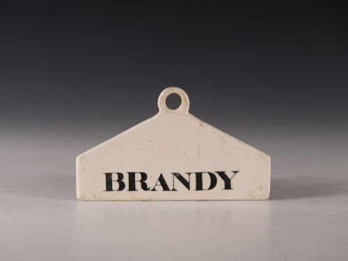 antique bin label brandy english early 19th century - CATEGORY: ANTIQUE CERAMICS - DATED 19TH CENTURY
