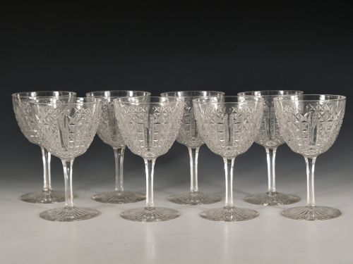 ANTIQUE WINE GLASSES SET OF EIGHT ENGLISH C1880 - ADDITIONAL PHOTO 1