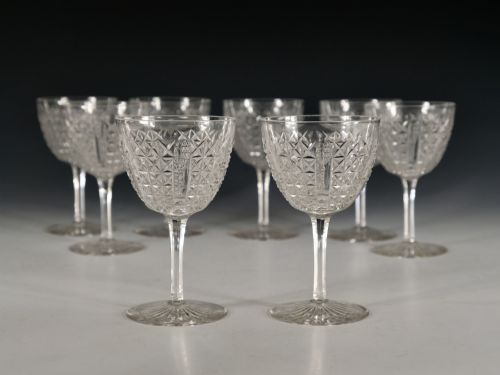 ANTIQUE WINE GLASSES SET OF EIGHT ENGLISH C1880 - ADDITIONAL PHOTO 2