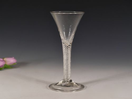 antique wine glass air twist english c1755 - CATEGORY: ANTIQUE GLASS - DATED 18TH CENTURY