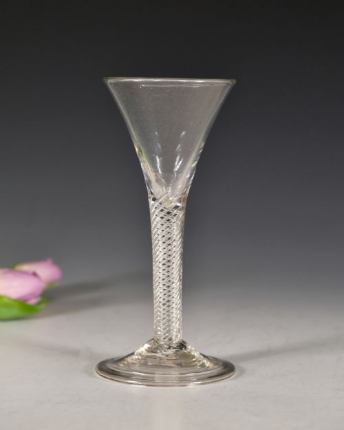 ANTIQUE WINE GLASS AIR TWIST ENGLISH C1755 - ADDITIONAL PHOTO 1