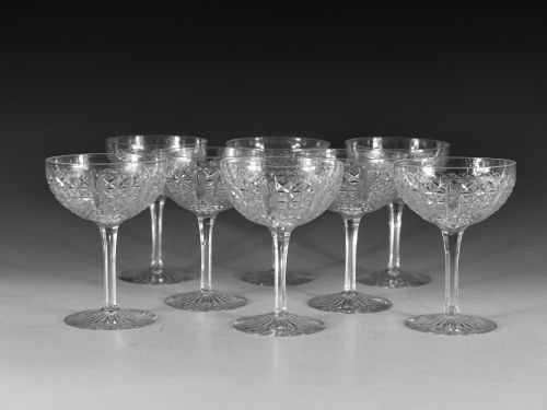 antique champagne glasses set of eight english c1880 - CATEGORY: ANTIQUE GLASS - DATED 19TH CENTURY